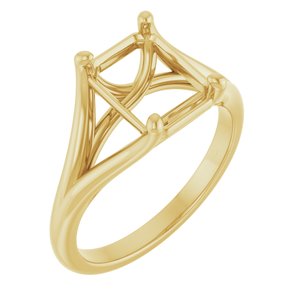 14K Yellow Gold 9x7 mm Emerald Solitaire Engagement Ring Mounting