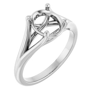 14K White Gold 9x7 mm Oval Solitaire Engagement Ring Mounting