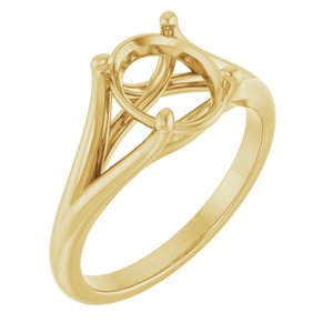 14K Yellow Gold 9x7 mm Oval Solitaire Engagement Ring Mounting