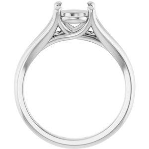 14K White Gold 9x7 mm Oval Solitaire Engagement Ring Mounting
