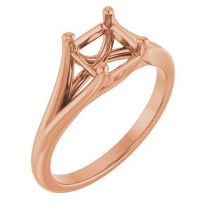 14K Rose Gold 6 mm Asscher Solitaire Engagement Ring Mounting