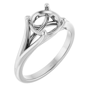 14K White Gold 8 mm Round Solitaire Engagement Ring Mounting