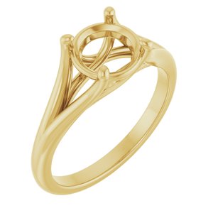 14K Yellow Gold 7.4 mm Round Solitaire Engagement Ring Mounting