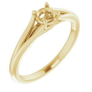 14K Yellow Gold 4.4 mm Round Solitaire Engagement Ring Mounting