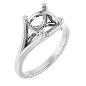 14K White Gold 8 mm Cushion Solitaire Engagement Ring Mounting