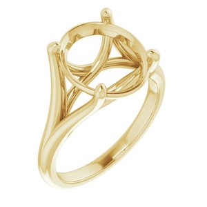 18K Yellow Gold 12x10 mm Oval Solitaire Engagement Ring Mounting