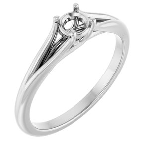 14K White Gold 4.1 mm Round Solitaire Engagement Ring Mounting
