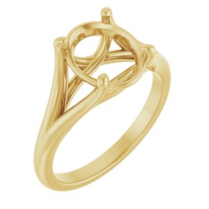 14K Yellow Gold 10x8 mm Oval Solitaire Engagement Ring Mounting