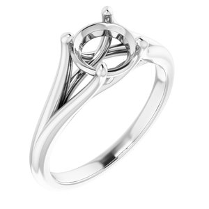 14K White Gold 7 mm Round Solitaire Engagement Ring Mounting