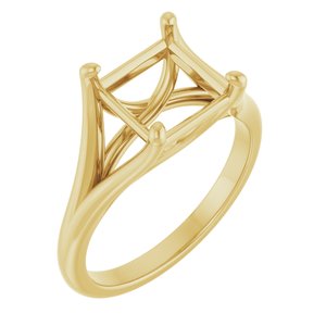 10K Yellow Gold 7.5 mm Square Solitaire Engagement Ring Mounting