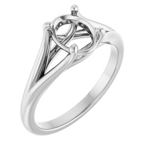 14K White Gold 8x6 mm Oval Solitaire Engagement Ring Mounting