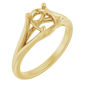 14K Yellow Gold 8x6 mm Oval Solitaire Engagement Ring Mounting