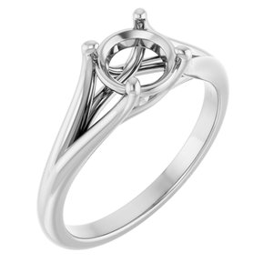 14K White Gold 6.5 mm Round Solitaire Engagement Ring Mounting