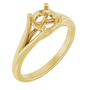 14K Yellow Gold 6.5 mm Round Solitaire Engagement Ring Mounting