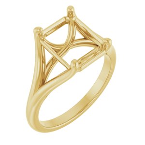14K Yellow Gold 10x8 mm Emerald Solitaire Engagement Ring Mounting