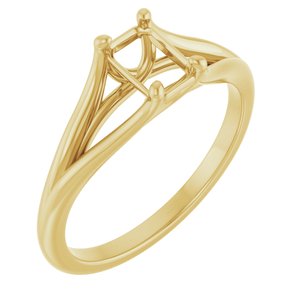 14K Yellow Gold 6x4 mm Emerald Solitaire Engagement Ring Mounting