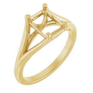 14K Yellow Gold 8x6 mm Emerald Solitaire Engagement Ring Mounting