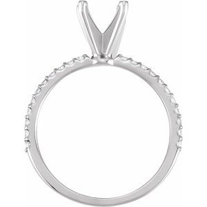 14K White Gold 6.5 mm Round 1/5 CTW Natural Diamond Semi-Set Engagement Ring
