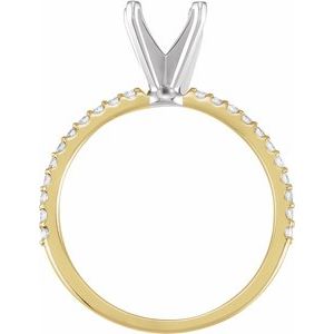 14K Yellow/White Gold 6.5 mm Round 1/5 CTW Natural Diamond Semi-Set Engagement Ring