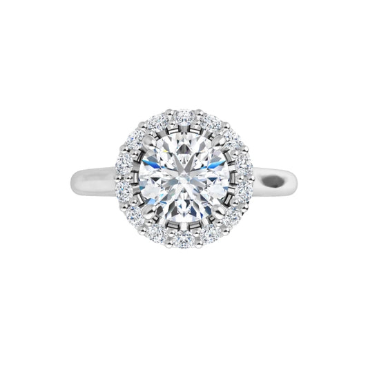 14K White Gold Round 1/3 CTW Natural Diamond Semi-Set Engagement Ring