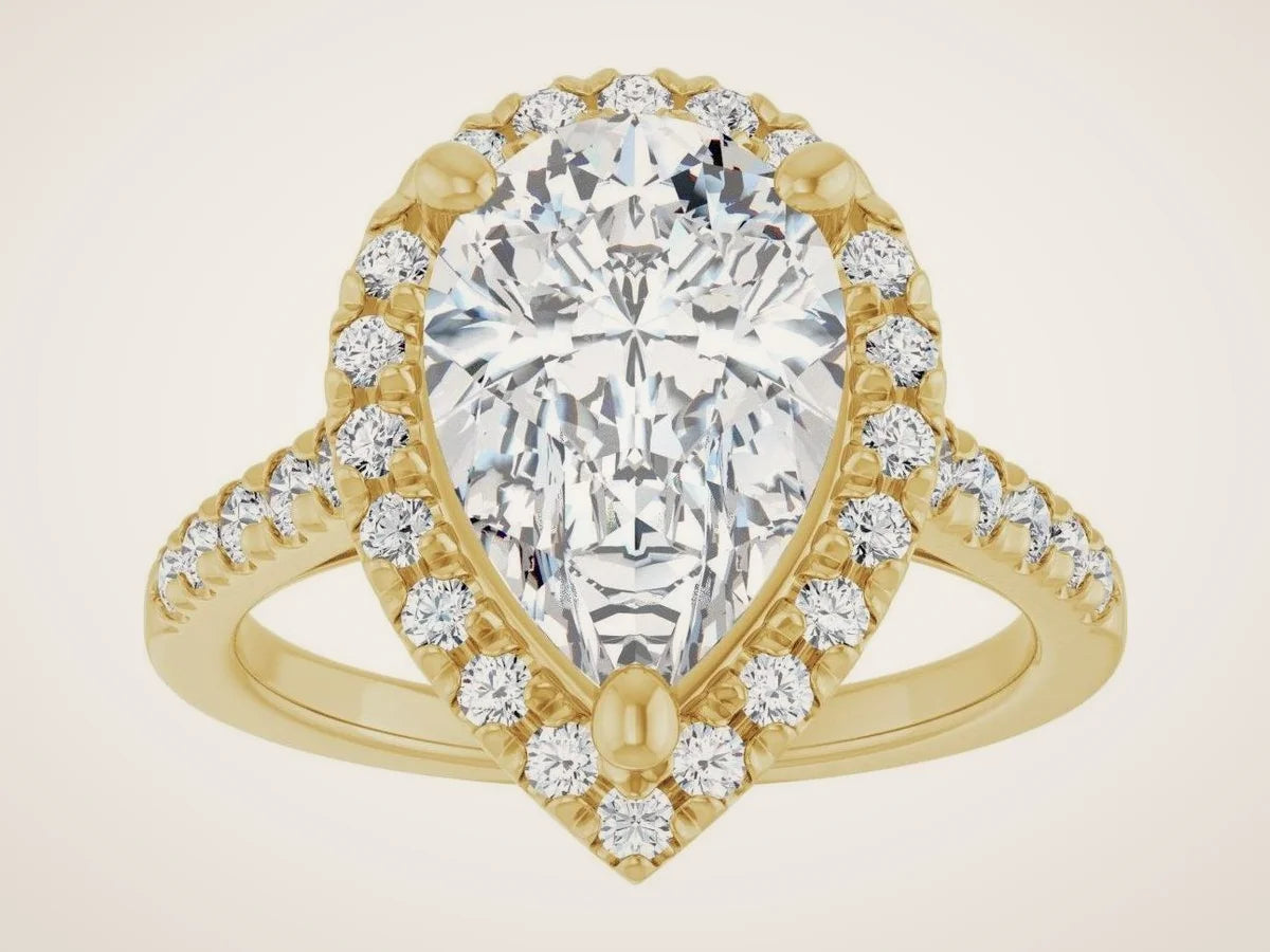 14K Yellow Gold 12x8 mm Pear 5/8 CTW Lab-Grown Diamond Semi-Set Engagement Ring