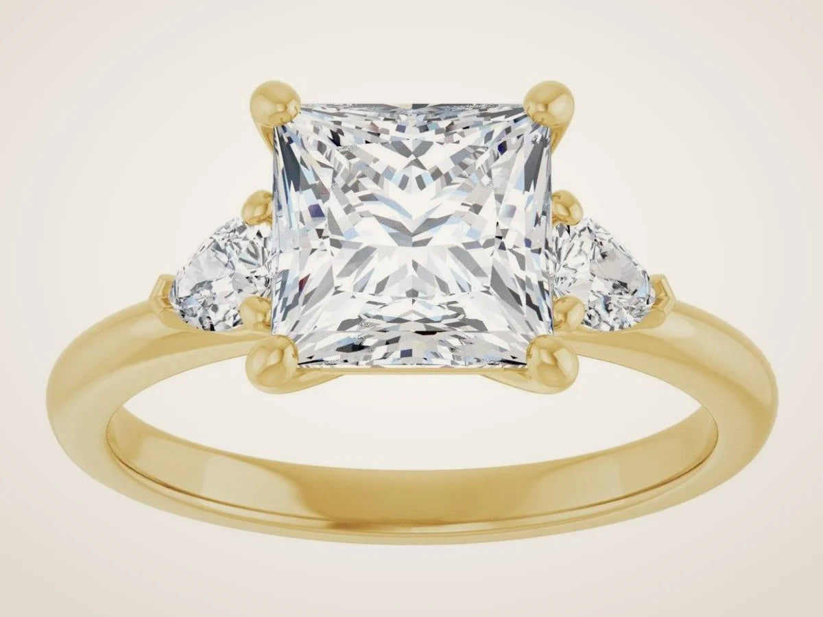 14K Yellow Gold 7x7 mm Square 1/3 CTW Lab-Grown Diamond Semi-Set Engagement Ring