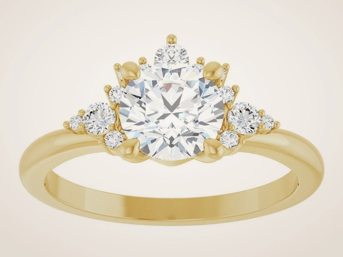 14K Yellow Gold 6.5 mm Round 1/6 CTW Lab-Grown Diamond Semi-Set Halo-Style Engagement Ring